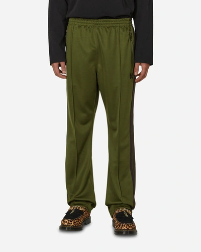 Shop Needles Poly Smooth Narrow Track Pants Olive In Green