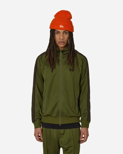 Shop Needles Poly Smooth Track Jacket Olive In Green
