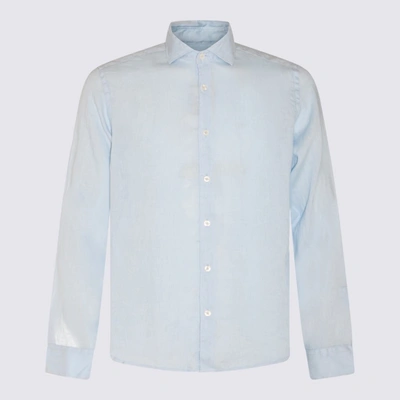 Shop Altea Light Blue Linen Shirt In Clear Blue