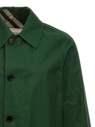 Burberry Reversible Car Coat Check Pattern In Green