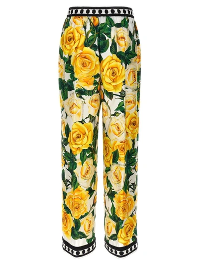 Shop Dolce & Gabbana 'rose Gialle' Trousers In Multicolor