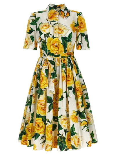 Shop Dolce & Gabbana 'rose Gialle' Dress In Multicolor