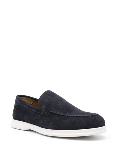 Doucal's Slip-on Suede Loafers In Notte Fdo Bianco