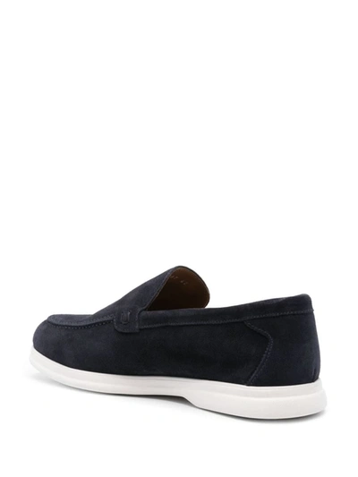 Doucal's Slip-on Suede Loafers In Notte Fdo Bianco