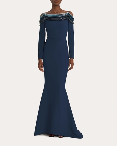 Shop Safiyaa Women's Christi Embellished Gown In Blue