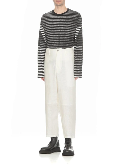 Shop Yohji Yamamoto Pour Homme Trousers Ivory In Avorio