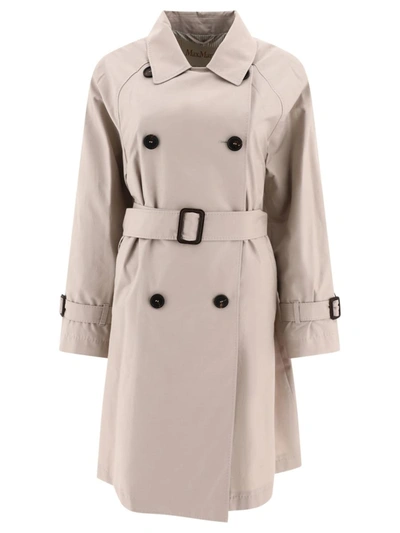 Shop Max Mara The Cube Double-breasted Trench Coat In Beige