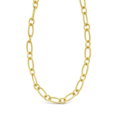 Shop Sterling Forever Textured Oval Link Necklace [gold]