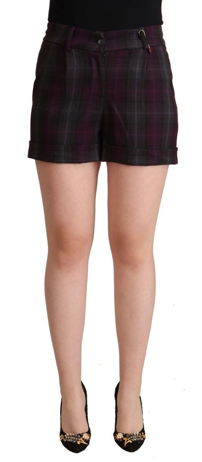 Shop Bencivenga Checke Mid Waist Folded Hem Women's Shorts In Multi