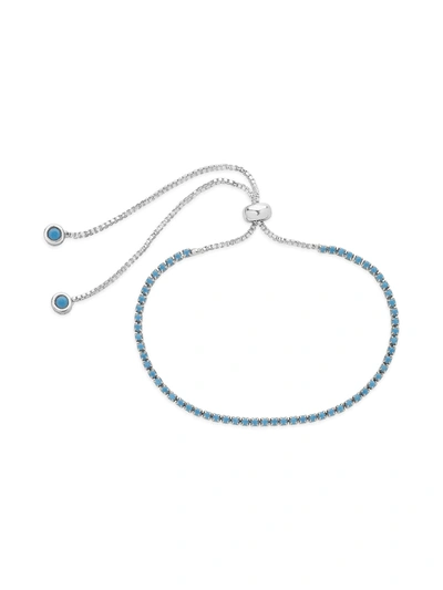 Sterling Forever Cz Slider Bracelet[silver/fuchsia] In Silver
