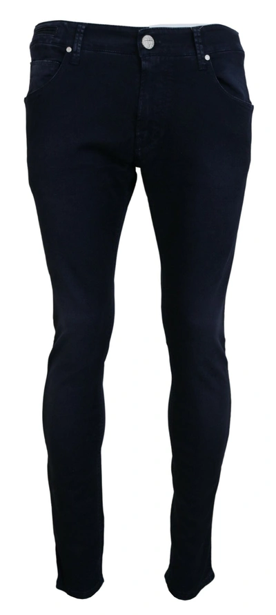 Acht Blue Cotton Tapered Slim Fit Men Casual Denim Jeans In Blue