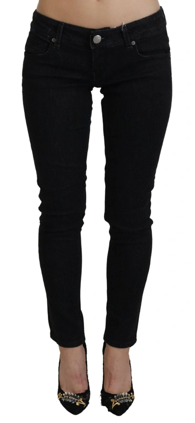 Shop Acht Low Waist Slim Fit Cotton Blue Women's Jeans In Black