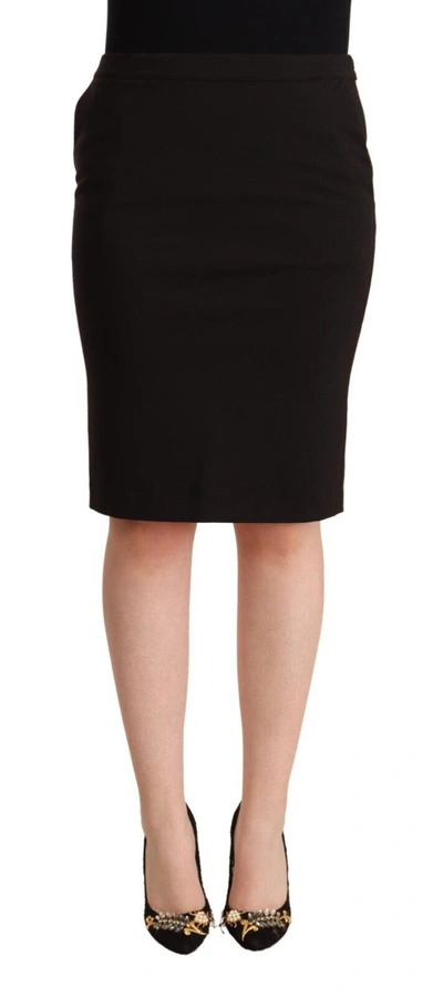 Shop Gf Ferre' Straight Pencil Cut Knee Length Women's Skirt In Black