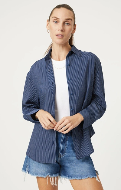 MAVI BUTTON-UP LONG SLEEVE SHIRT IN NAVY STRIPED 