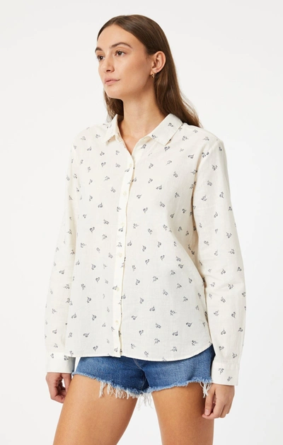 Shop Mavi Button-up Long Sleeve Shirt In Simple Flower Print In Beige
