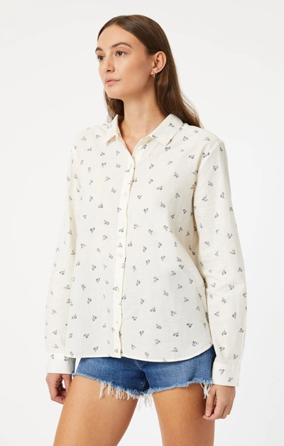 Mavi Button-down Long Sleeve Shirt In Simple Flower Print In Beige