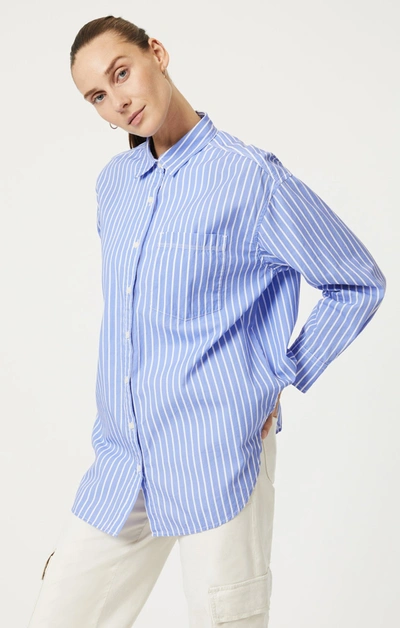 Shop Mavi Button-up Long Sleeve Shirt In Blue White Striped In Medium Blue
