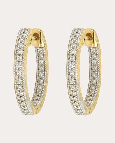 Shop Jude Frances Women's Diamond Round Hoop Earrings In Gold