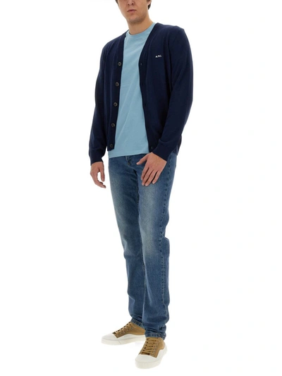 Shop Apc A.p.c. Cardigan "curtis" In Blue