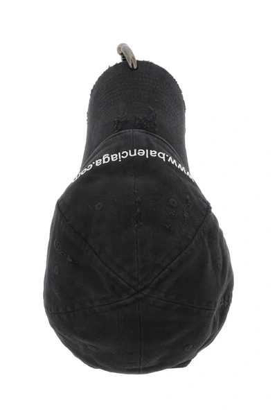 Shop Balenciaga Front Piercing Bal.com Baseball Cap In Black