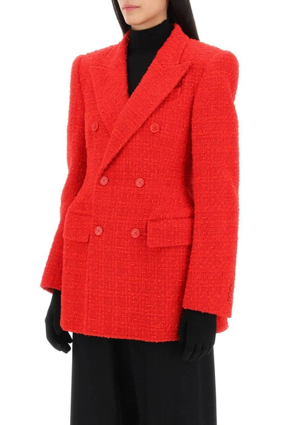 Shop Balenciaga Hourglass Tweed Jacket In Red