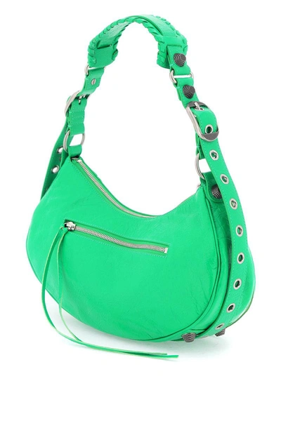 Shop Balenciaga Leather Le Cagole Xs Bag In Green