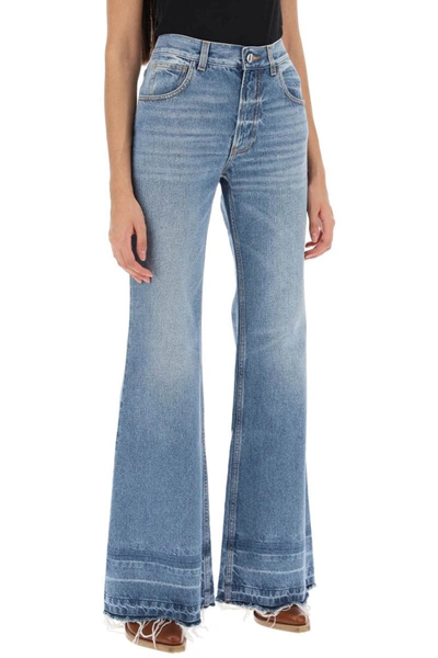 Shop Chloé Chloe' Bootcut Jeans With Frayed Hem In Blue