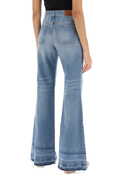 Shop Chloé Chloe' Bootcut Jeans With Frayed Hem In Blue