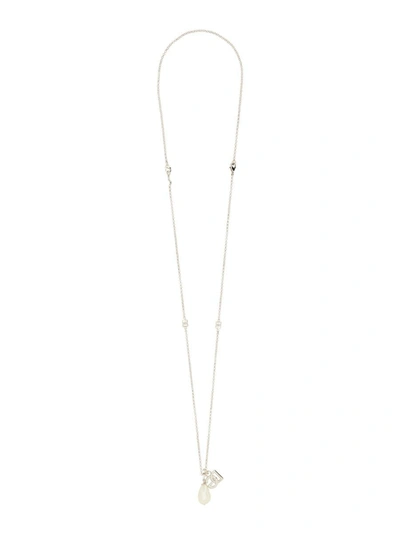 Shop Dolce & Gabbana Dg Logo Drop Necklace In Silver