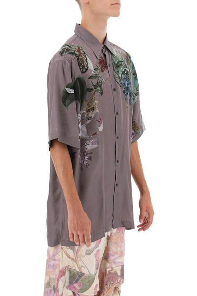 Shop Dries Van Noten Cassidye Floral Print Short Sleeve Shirt In Purple