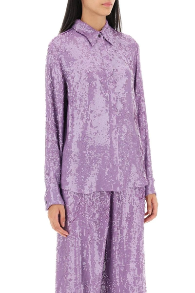 Shop Dries Van Noten Chowy Sequined Shirt In Purple