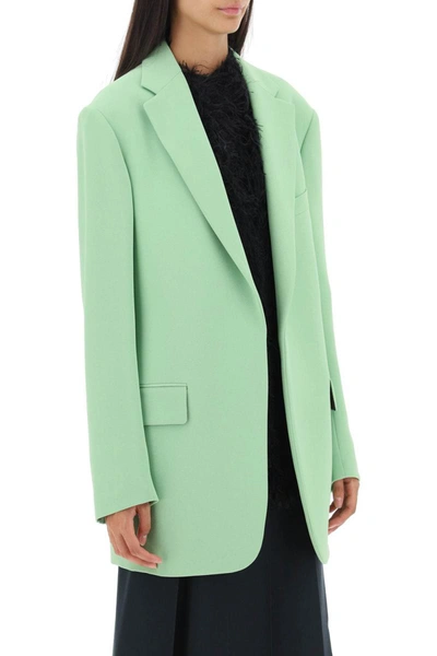 Shop Dries Van Noten Oversized Buttonless Jacket In Green