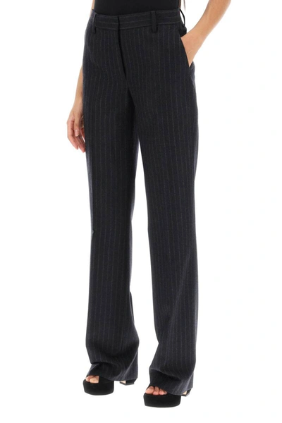 Shop Dries Van Noten Pinstripe Flannel Parchia Trousers In Grey