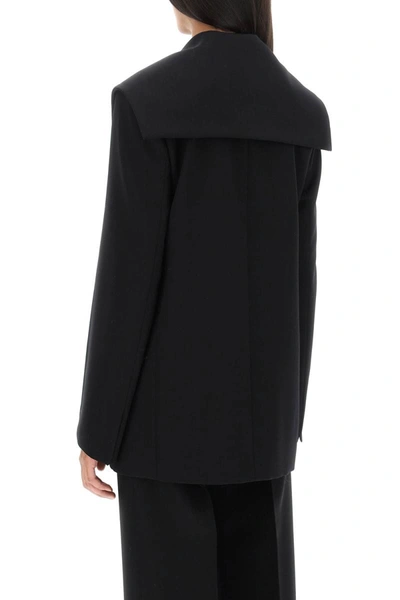 Shop Jil Sander Grain De Poudre Jacket With Jewel Brooch In Black