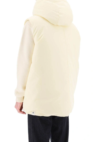 Shop Jil Sander Oversized Hooded Down Vest In White