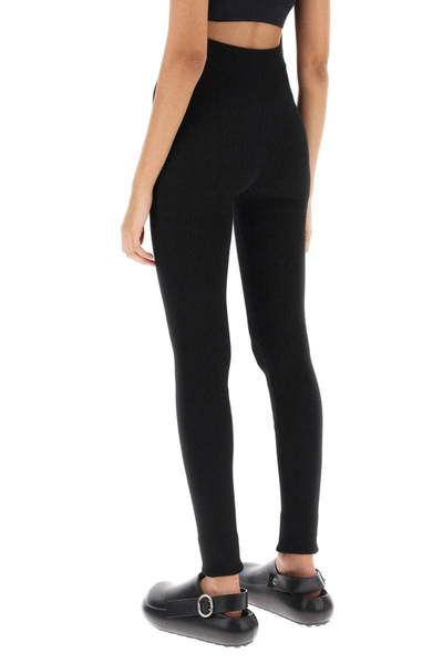 Shop Jil Sander Rib Knit Leggings In Black