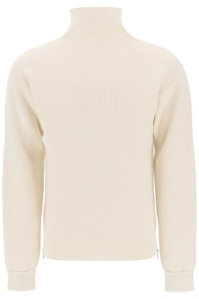 Shop Jil Sander Side Zip High Neck Sweater In White
