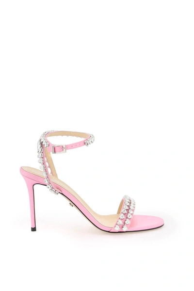 Shop Mach & Mach Mach E Mach Audrey Sandals With Crystals In Pink
