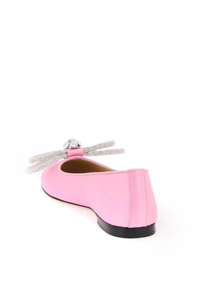 Shop Mach & Mach Mach E Mach Satin Flat Ballets With Bow And Crystals In Pink