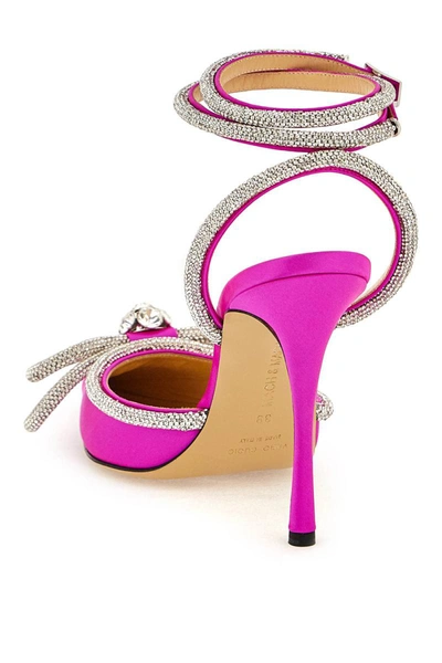 Shop Mach & Mach Mach E Mach Satin Pumps With Crystals In Fuchsia