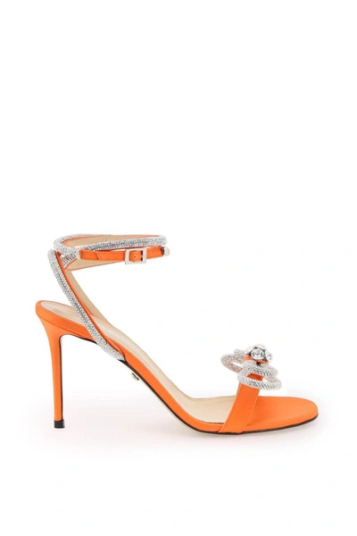 Shop Mach & Mach Mach E Mach Satin Sandals With Crystals In Orange