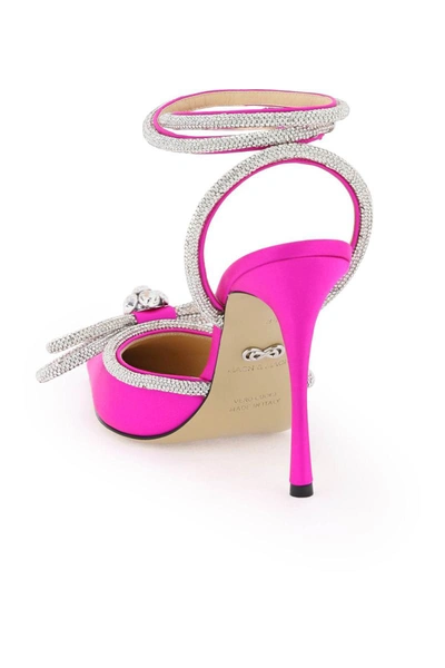 Shop Mach & Mach Mach E Mach Satin Pumps With Crystals In Fuchsia