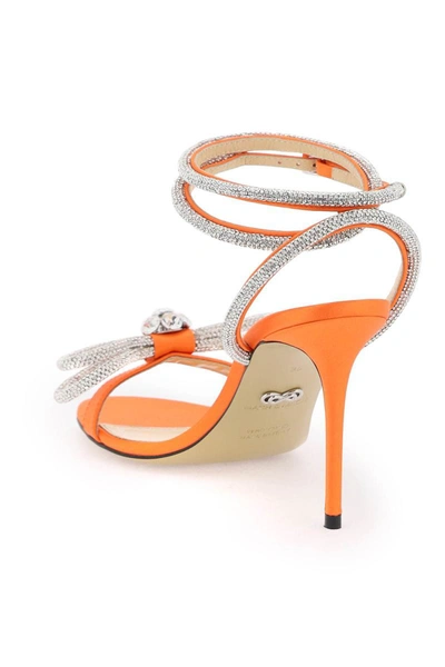 Shop Mach & Mach Mach E Mach Satin Sandals With Crystals In Orange