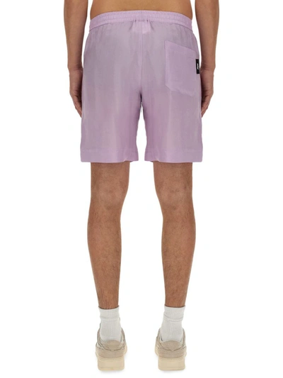 Shop Msgm Short With Logo In Lilac