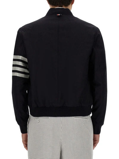 Shop Thom Browne Wool Bomber. In Blue
