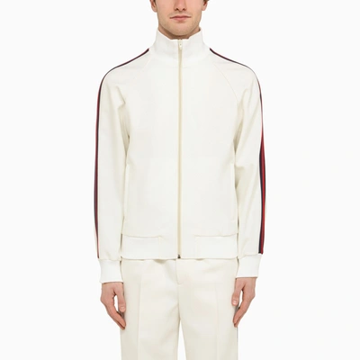 Shop Gucci White Sweatshirt With Web Ribbon
