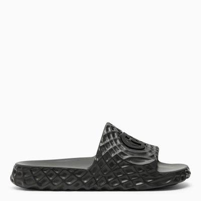 Shop Gucci Black Sandal Slider With Gg