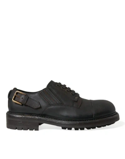 Shop Dolce & Gabbana Elegant Mens Leather Derby Dress Men's Shoes In Brown