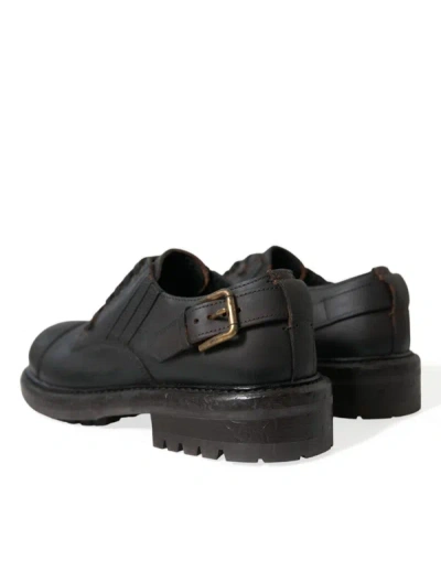 Shop Dolce & Gabbana Elegant Mens Leather Derby Dress Men's Shoes In Brown