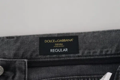 Shop Dolce & Gabbana Elegant Grey Checkered Denim Men's Treasure In Gray